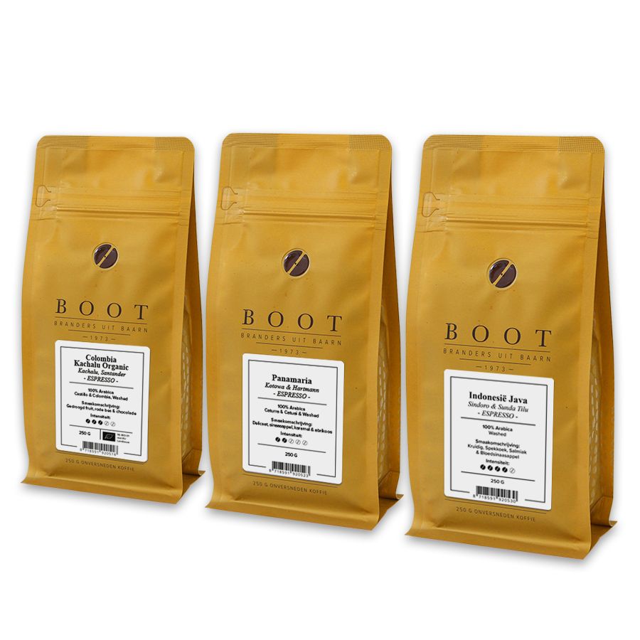 Garantie op Succes - Boot introductiepakket - 3-delig 250 gram Espresso