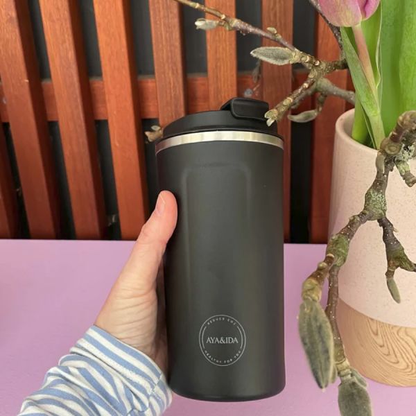 Aya & Ida - CUP2GO beker - Matte Black- 500ml