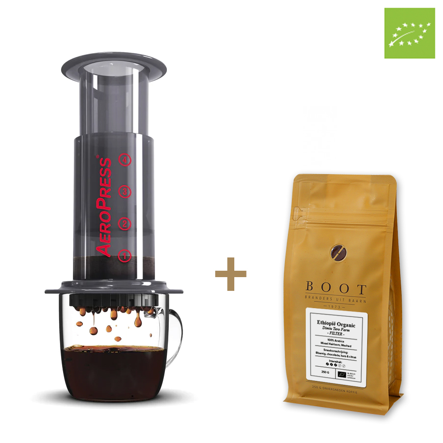 Aeropress + pakje 250 gr Ethiopie Organic Filter gemalen